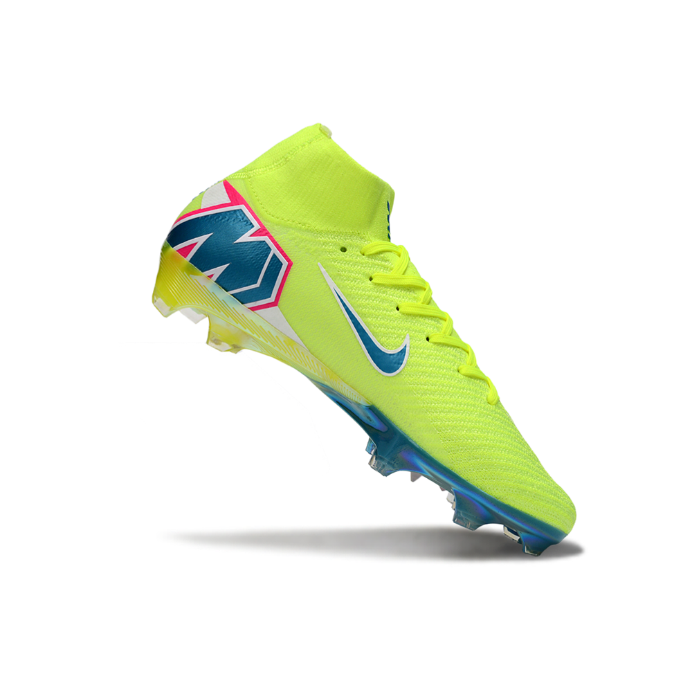 Chuteira Campo Nike Air Zoom Mercurial Superfly 10 Elite FG Verde, Azul e Rosa