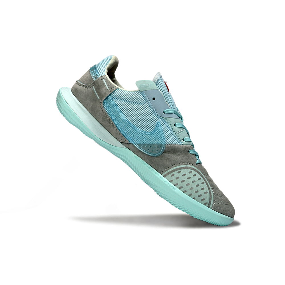 Chuteira Futsal Nike StreetGato IC Cinza e Verde Água