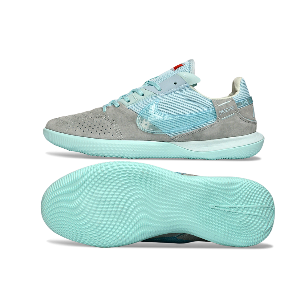 Chuteira Futsal Nike StreetGato IC Cinza e Verde Água