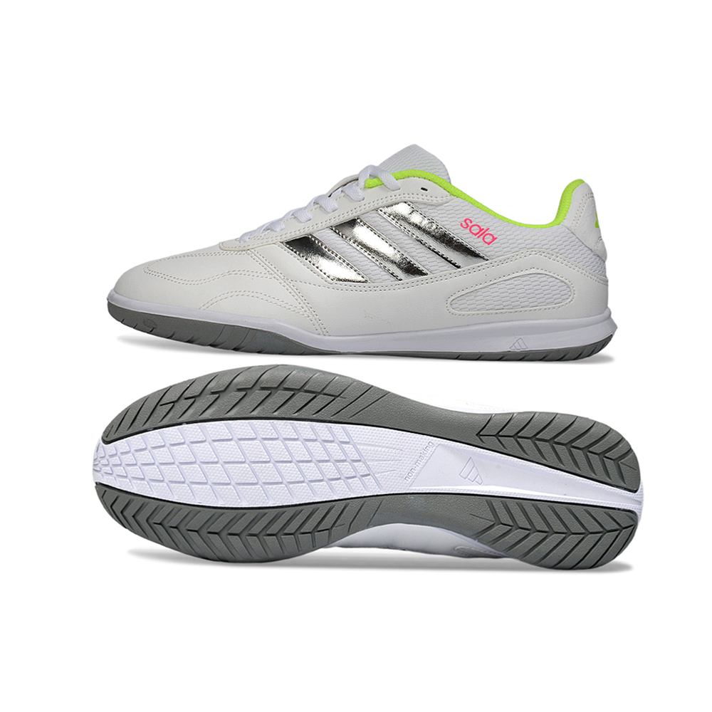 Chuteira Futsal Adidas Top Sala IC Branco, Prata e Verde 