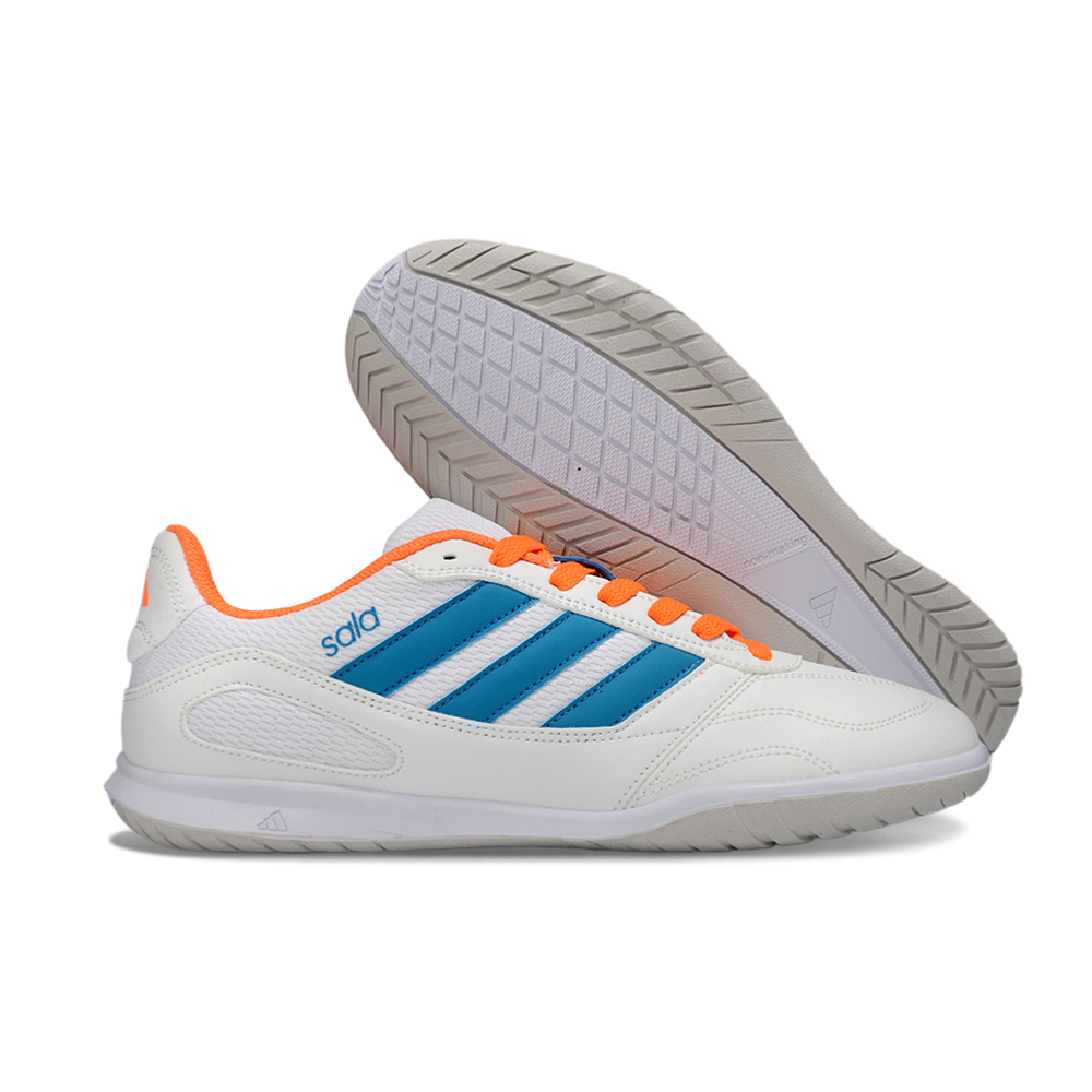 Chuteira Futsal Adidas Top Sala IC Branco, Azul e Laranja 
