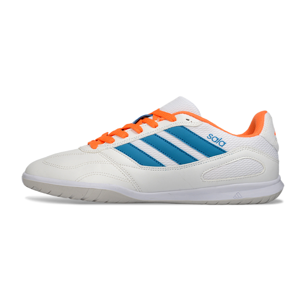Chuteira Futsal Adidas Top Sala IC Branco, Azul e Laranja 