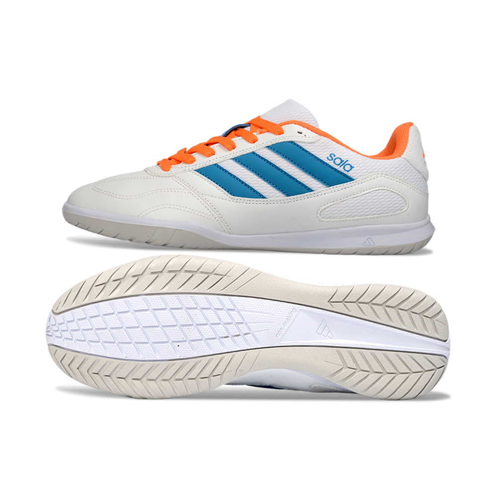 Chuteira Futsal Adidas Top Sala IC Branco, Azul e Laranja 