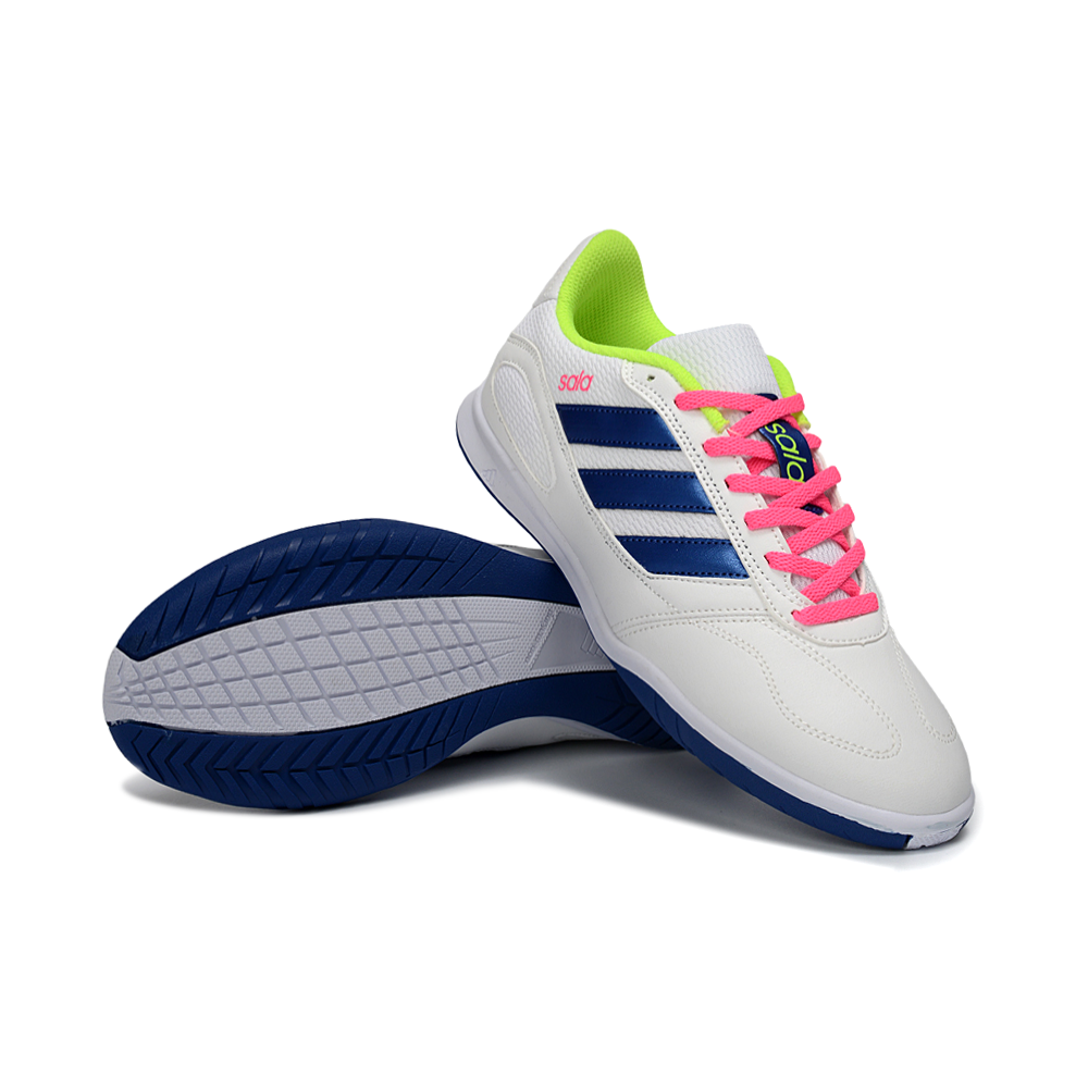 Chuteira Futsal Adidas Top Sala IC Branco, Azul, Rosa e Verde 
