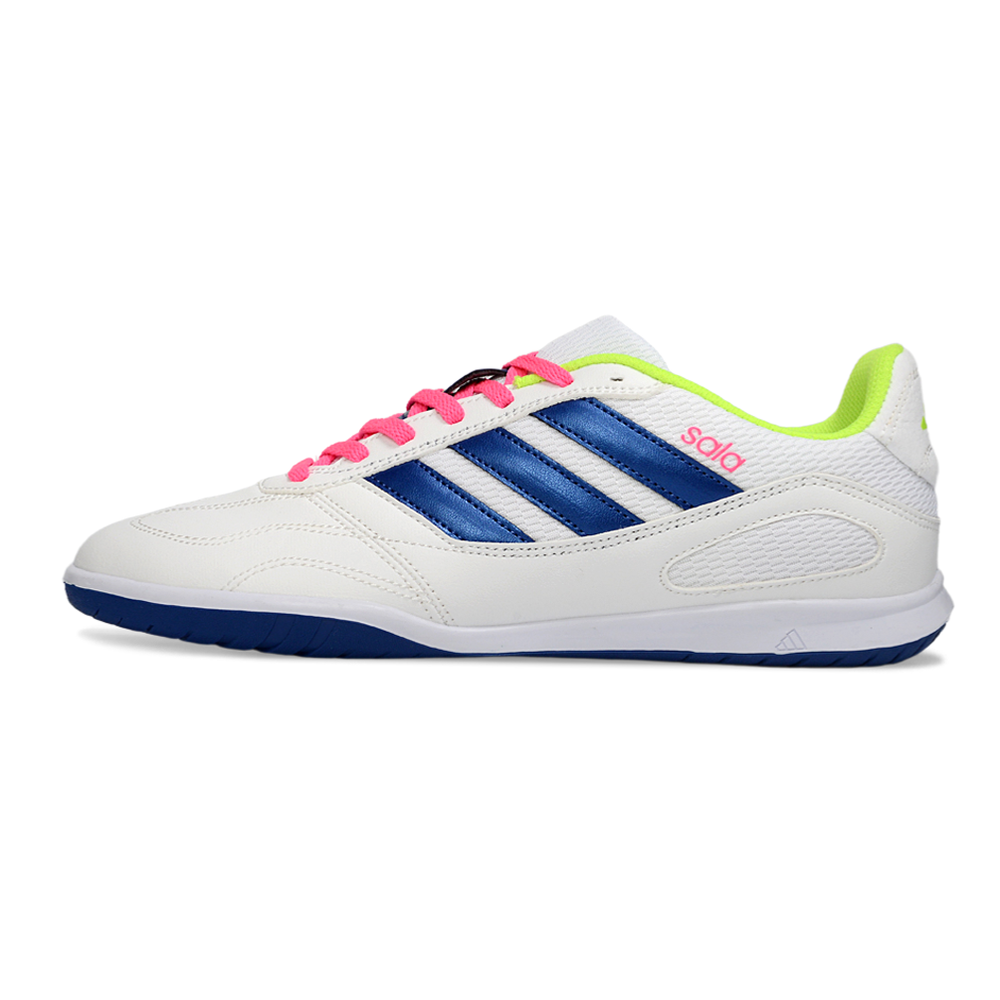Chuteira Futsal Adidas Top Sala IC Branco, Azul, Rosa e Verde 