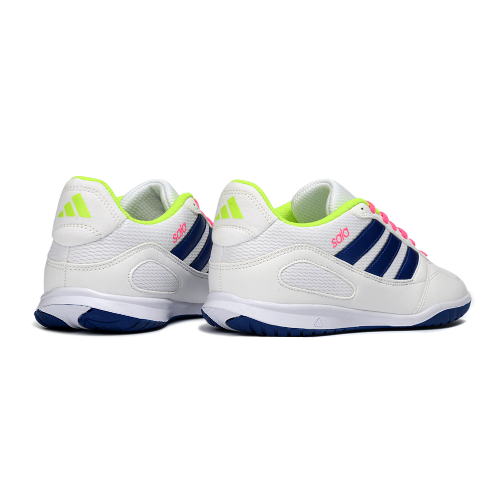 Chuteira Futsal Adidas Top Sala IC Branco, Azul, Rosa e Verde 