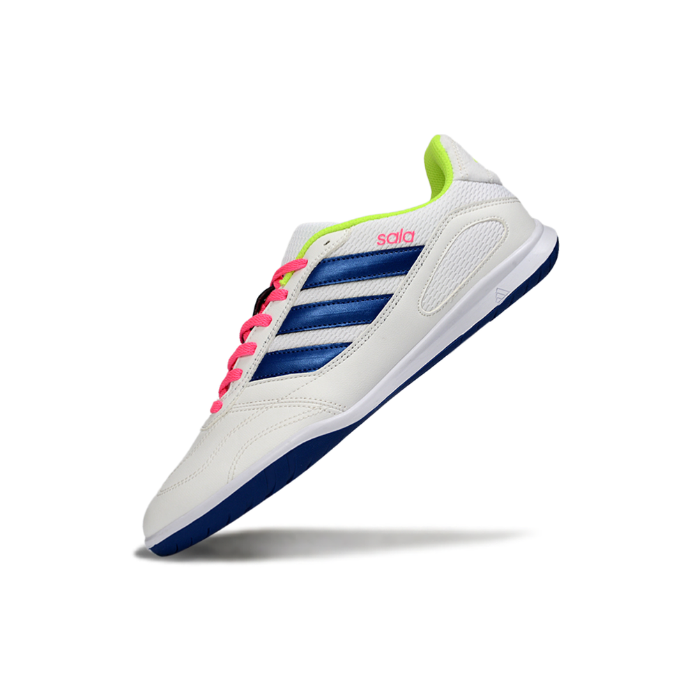 Chuteira Futsal Adidas Top Sala IC Branco, Azul, Rosa e Verde 