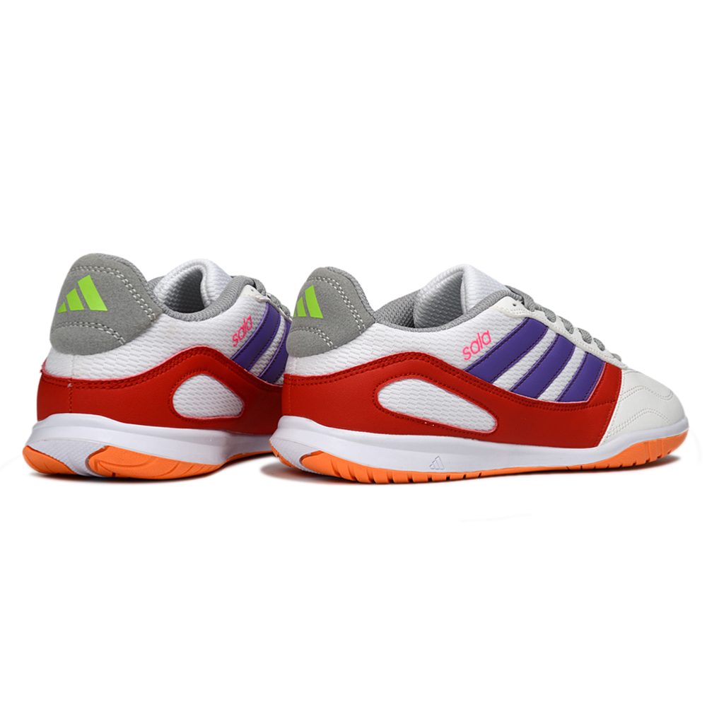 Chuteira Futsal Adidas Top Sala IC Branco, Vermelho, Laranja, Roxo e Cinza