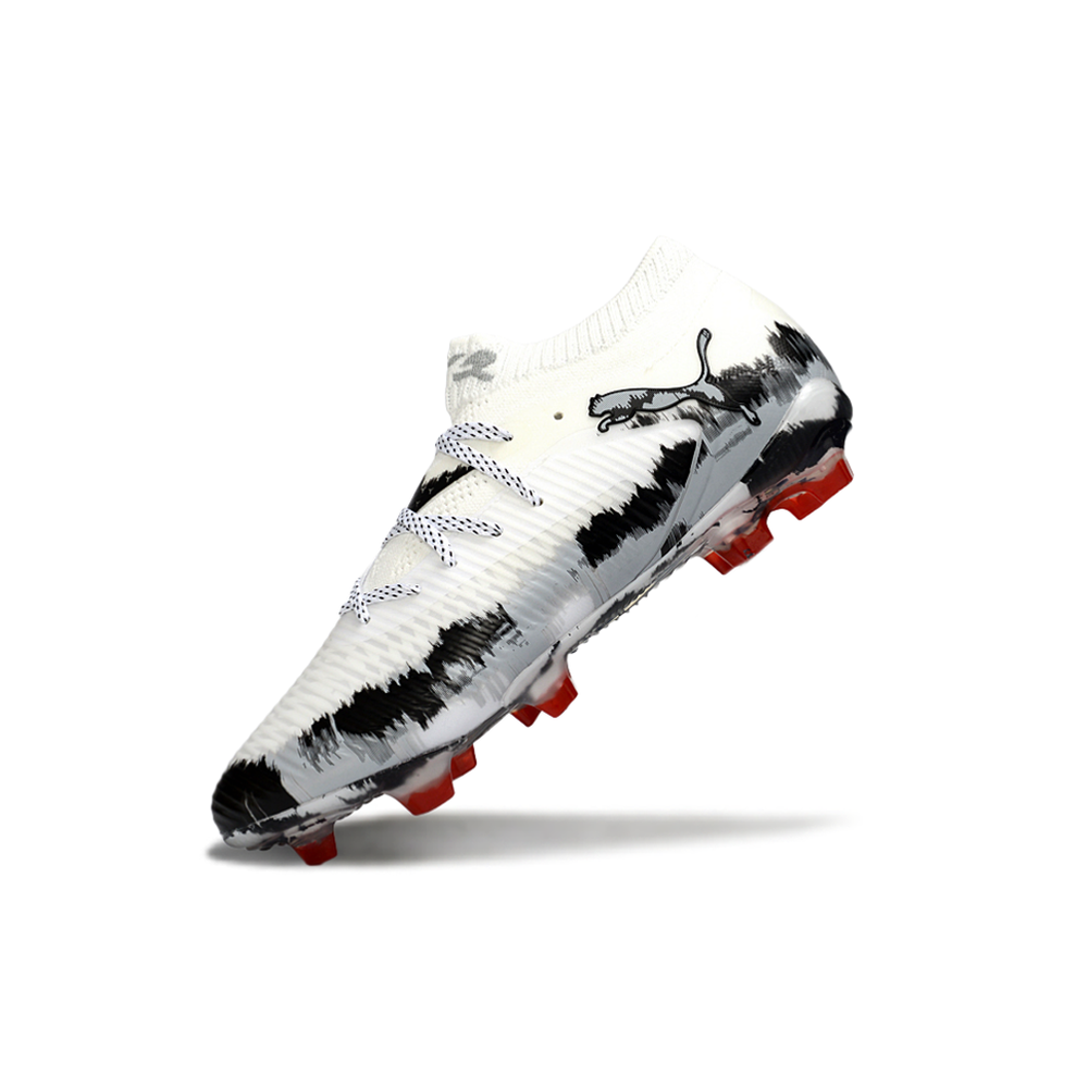 Chuteira Campo Puma Future 8 FG Branco, Preto e Vermelho