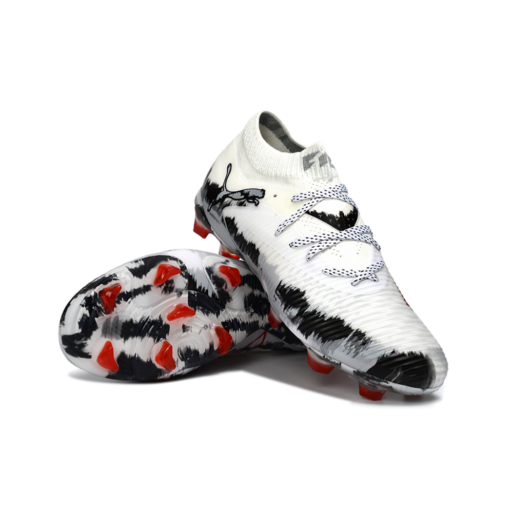 Chuteira Campo Puma Future 8 FG Branco, Preto e Vermelho