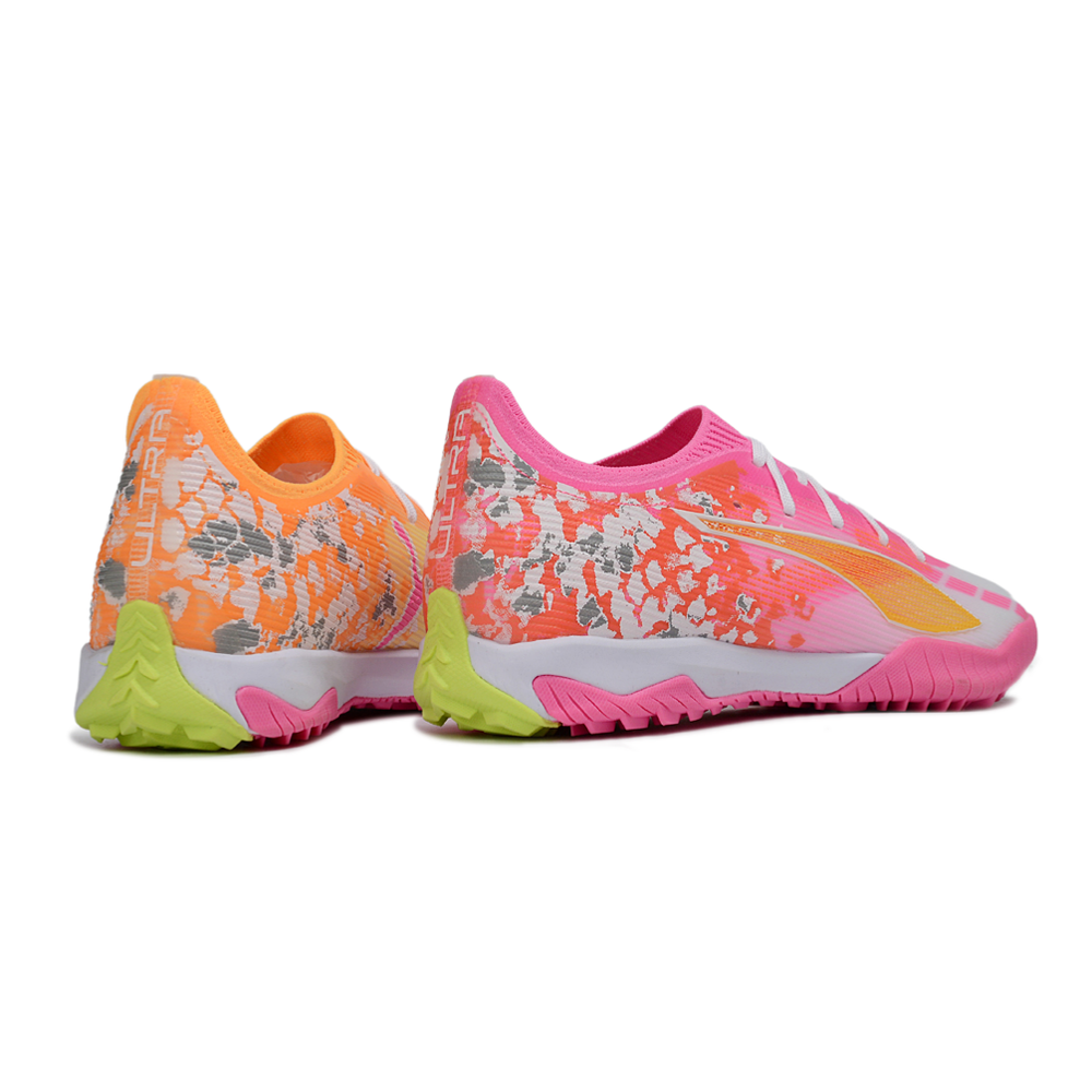 Chuteira Society Puma Ultra 6 Ultimate TF Laranja, Rosa e Branco