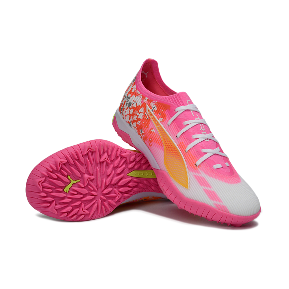 Chuteira Society Puma Ultra 6 Ultimate TF Laranja, Rosa e Branco