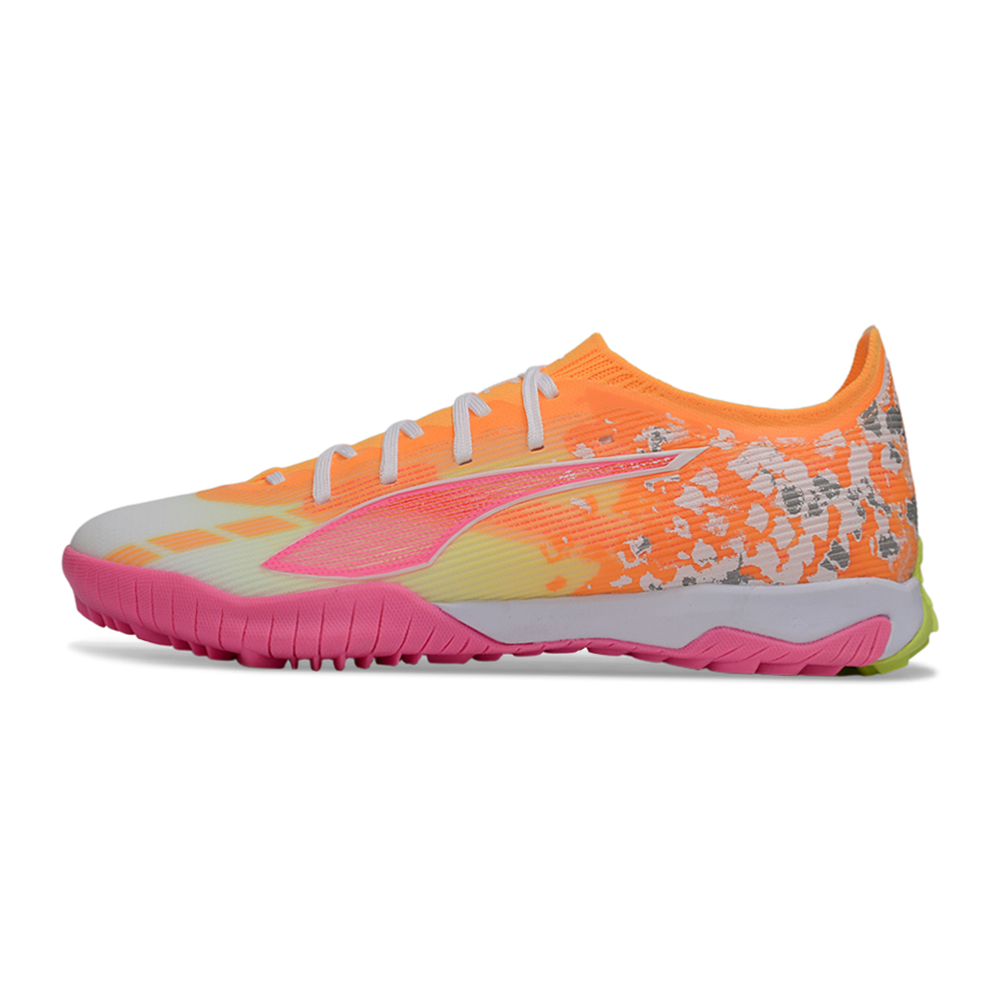 Chuteira Society Puma Ultra 6 Ultimate TF Laranja, Rosa e Branco