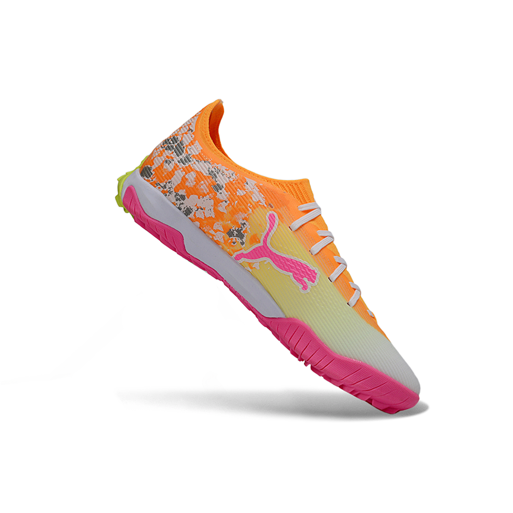 Chuteira Society Puma Ultra 6 Ultimate TF Laranja, Rosa e Branco