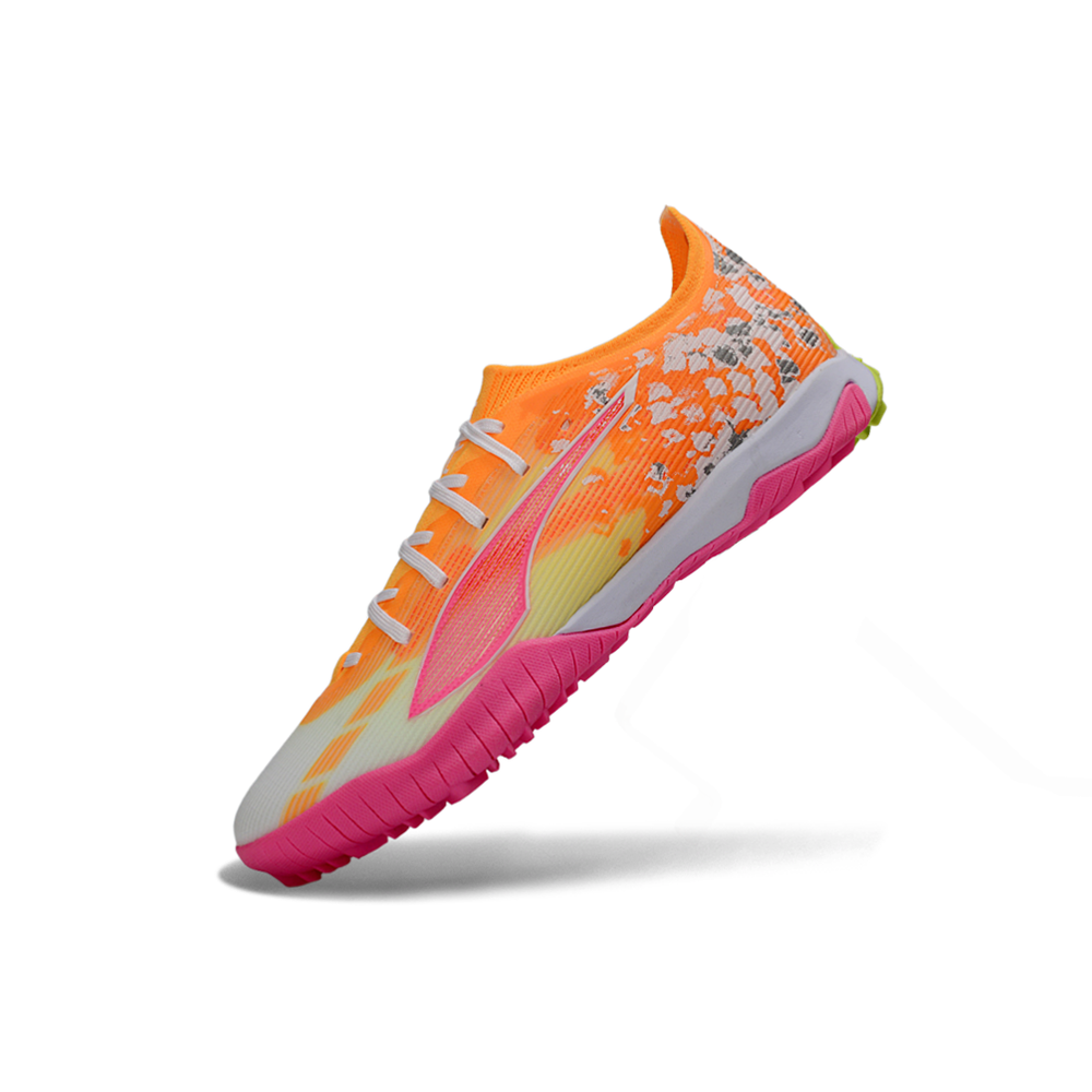 Chuteira Society Puma Ultra 6 Ultimate TF Laranja, Rosa e Branco