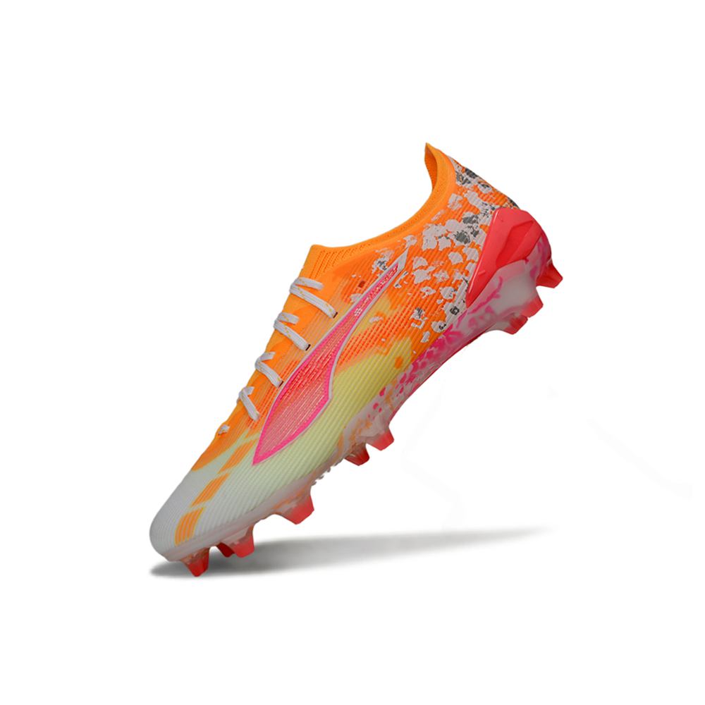 Chuteira Campo Puma Ultra 5 Ultimate FG Laranja, Rosa e Branco