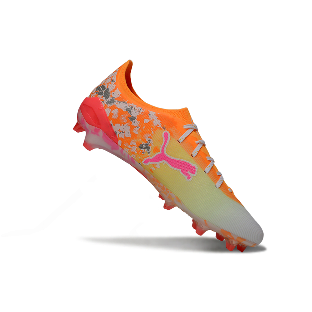 Chuteira Campo Puma Ultra 5 Ultimate FG Laranja, Rosa e Branco