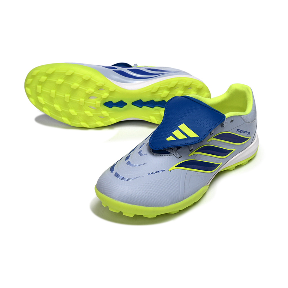 Chuteira Society Adidas Predator Tounge Elite 26 TF Azul e Verde
