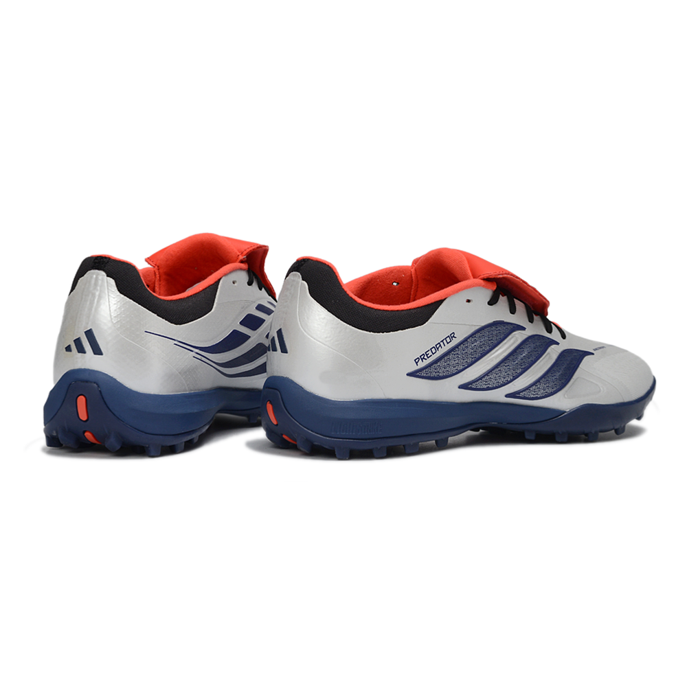 Chuteira Society Adidas Predator Tounge Elite 26 TF Prata, Azul e Vermelho