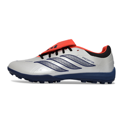 Chuteira Society Adidas Predator Tounge Elite 26 TF Prata, Azul e Vermelho