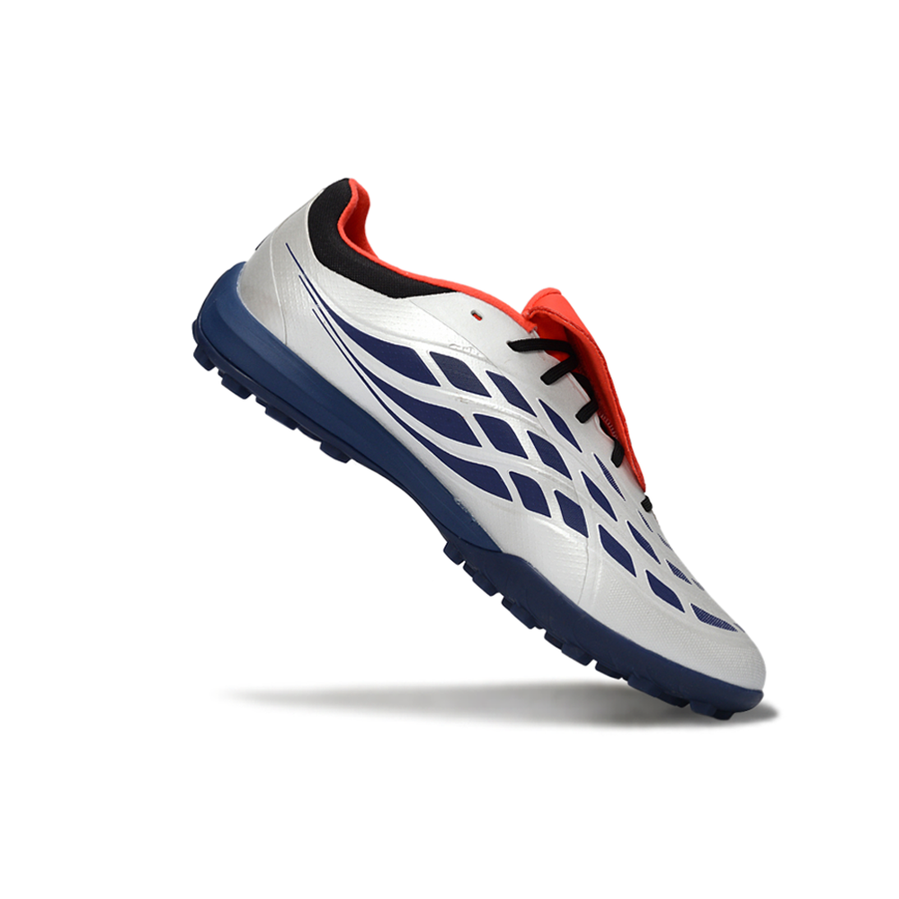 Chuteira Society Adidas Predator Tounge Elite 26 TF Prata, Azul e Vermelho