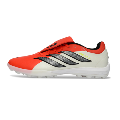 Chuteira Society Adidas Predator Tounge Elite 26 TF Vermelho e Bege 