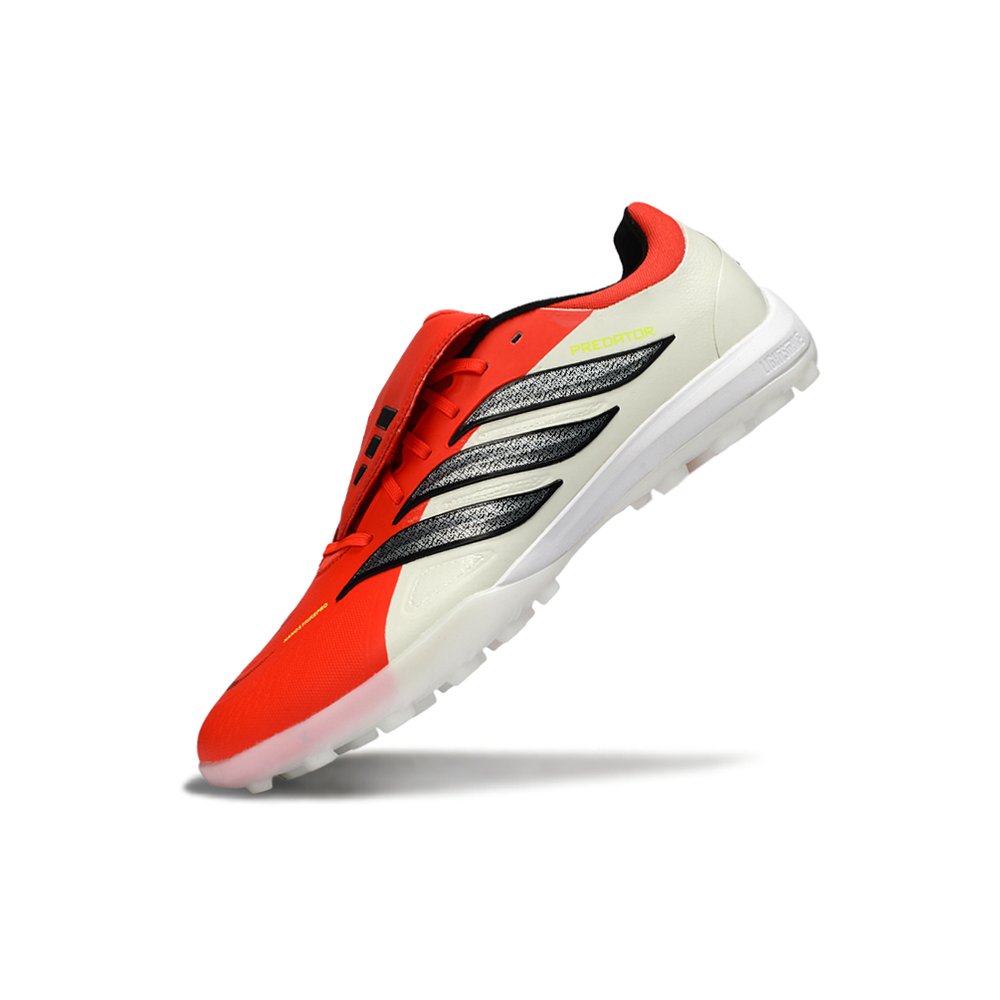 Chuteira Society Adidas Predator Tounge Elite 26 TF Vermelho e Bege 