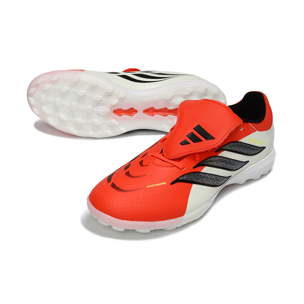 Chuteira Society Adidas Predator Tounge Elite 26 TF Vermelho e Bege 
