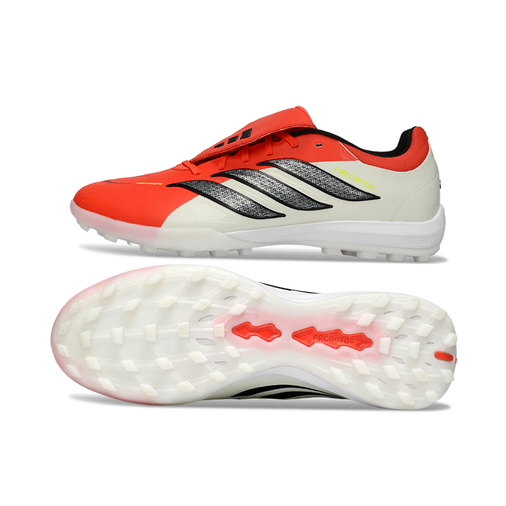 Chuteira Society Adidas Predator Tounge Elite 26 TF Vermelho e Bege 