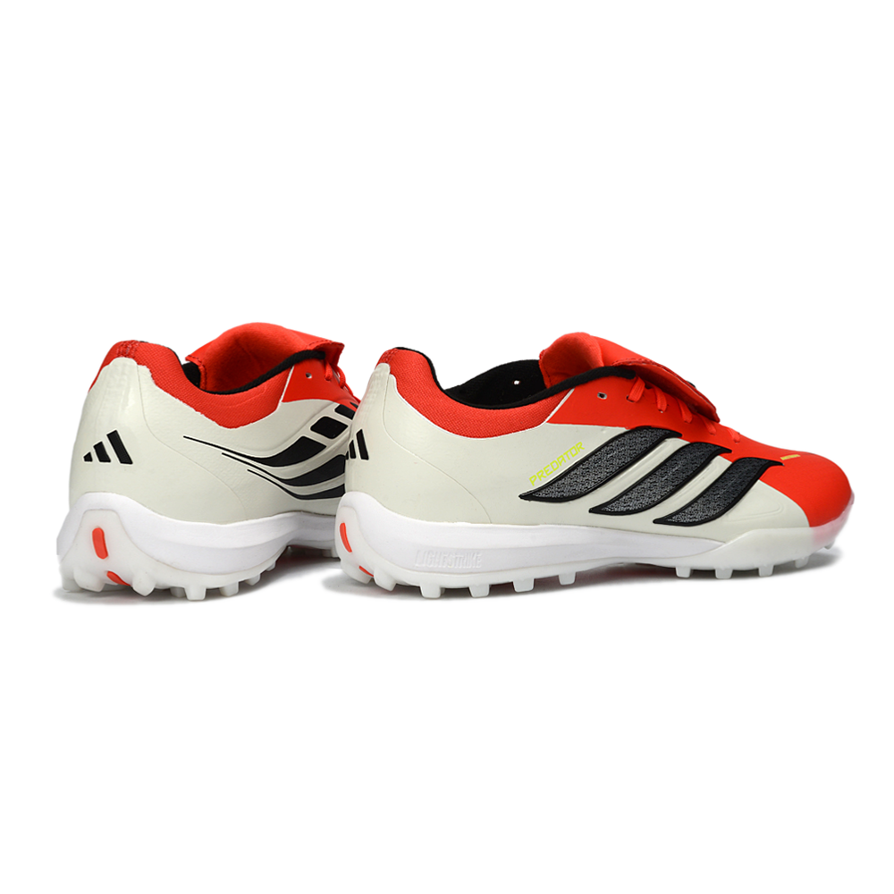 Chuteira Society Adidas Predator Tounge Elite 26 TF Vermelho e Bege 