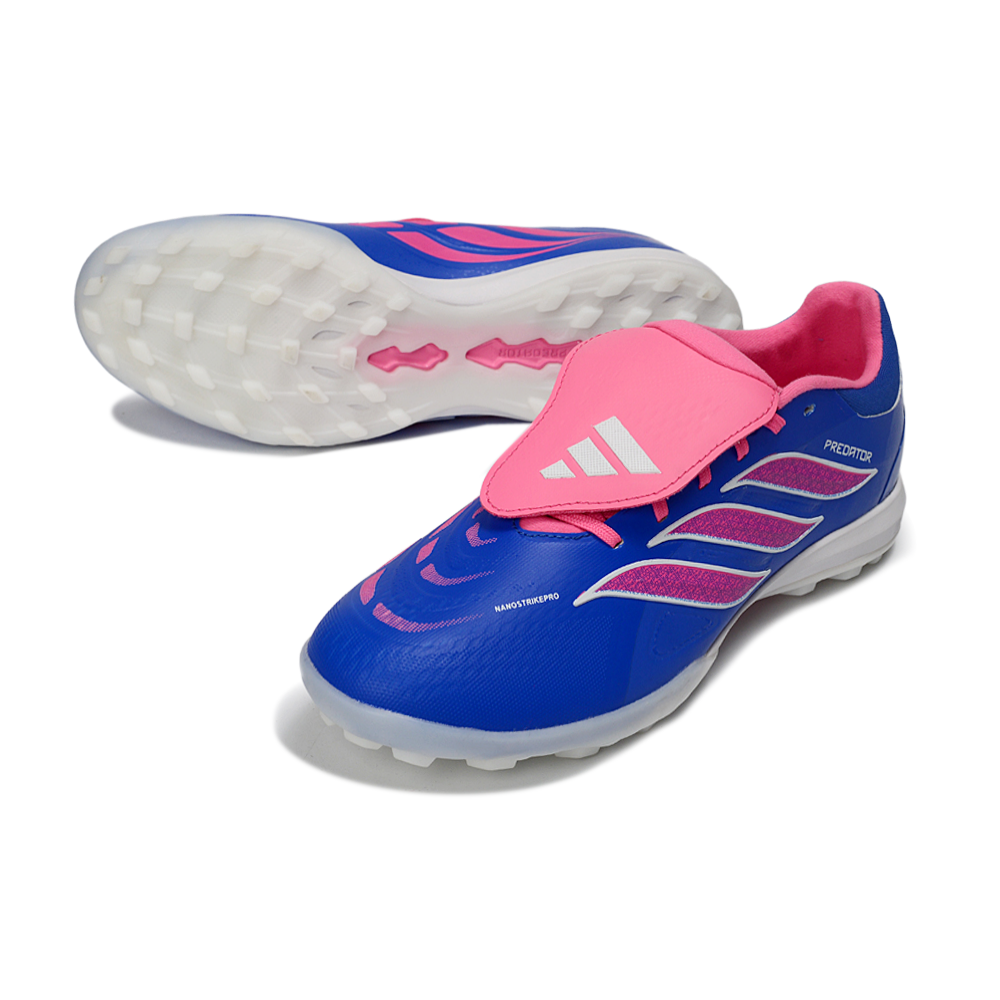 Chuteira Society Adidas Predator Tounge Elite 26 TF Azul e Rosa