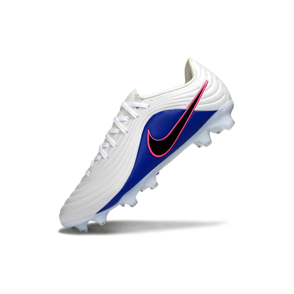 Chuteira Campo Nike Tiempo Legend 10 Elite FG Branco, Azul e Rosa