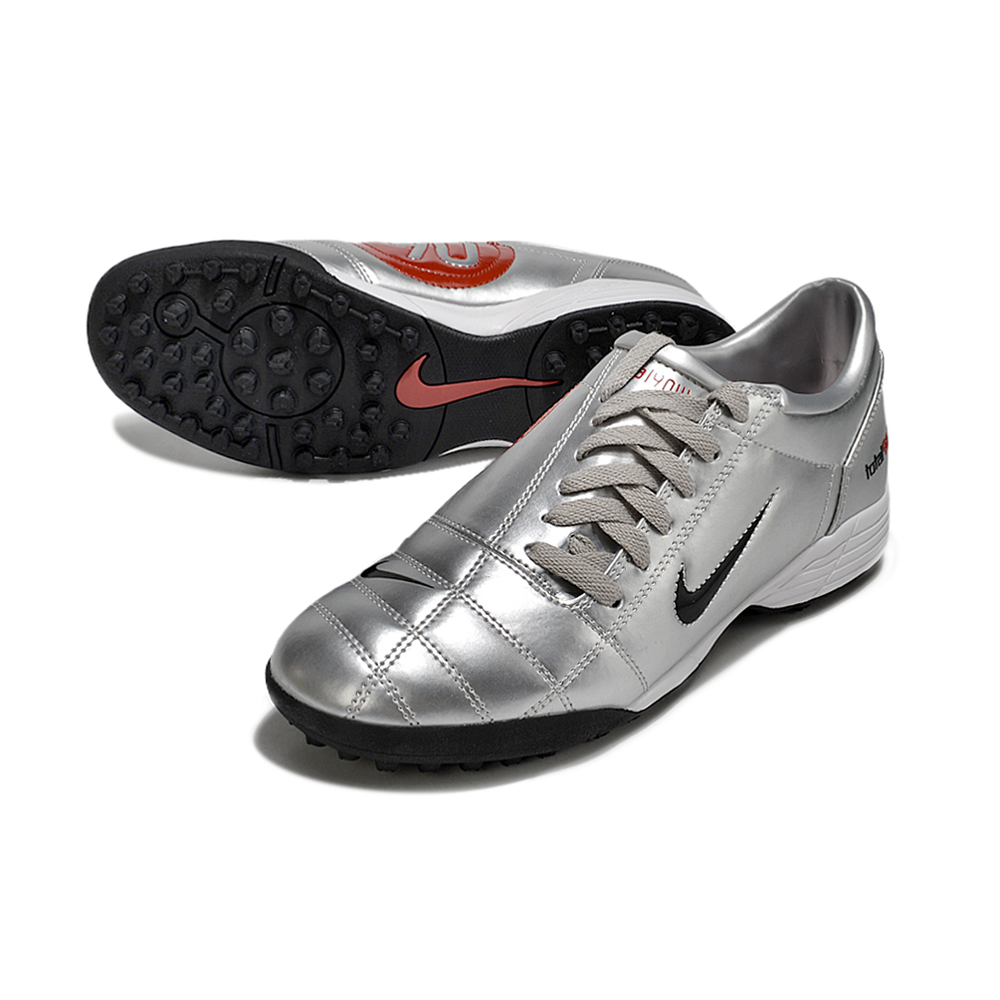 Chuteira Society Nike Total 90 TF Prata, Vermelho e Preto