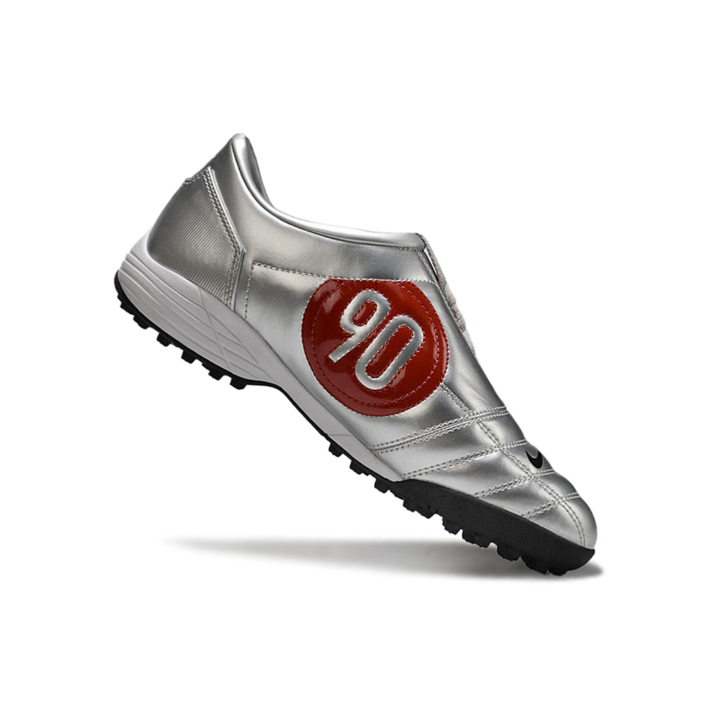 Chuteira Society Nike Total 90 TF Prata, Vermelho e Preto