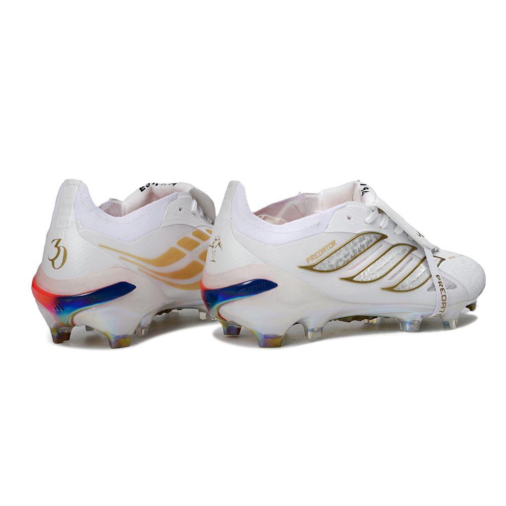 Chuteira Campo Adidas Predator Tongue 26 Elite FG Branco e Dourado