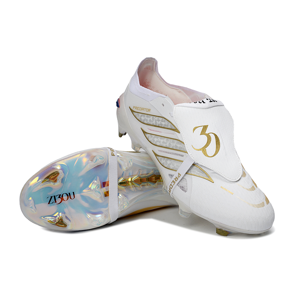 Chuteira Campo Adidas Predator Tongue 26 Elite FG Branco e Dourado