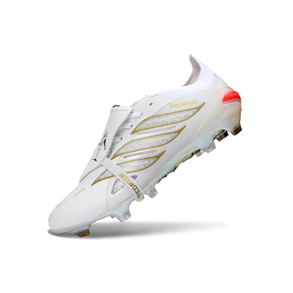 Chuteira Campo Adidas Predator Tongue 26 Elite FG Branco e Dourado