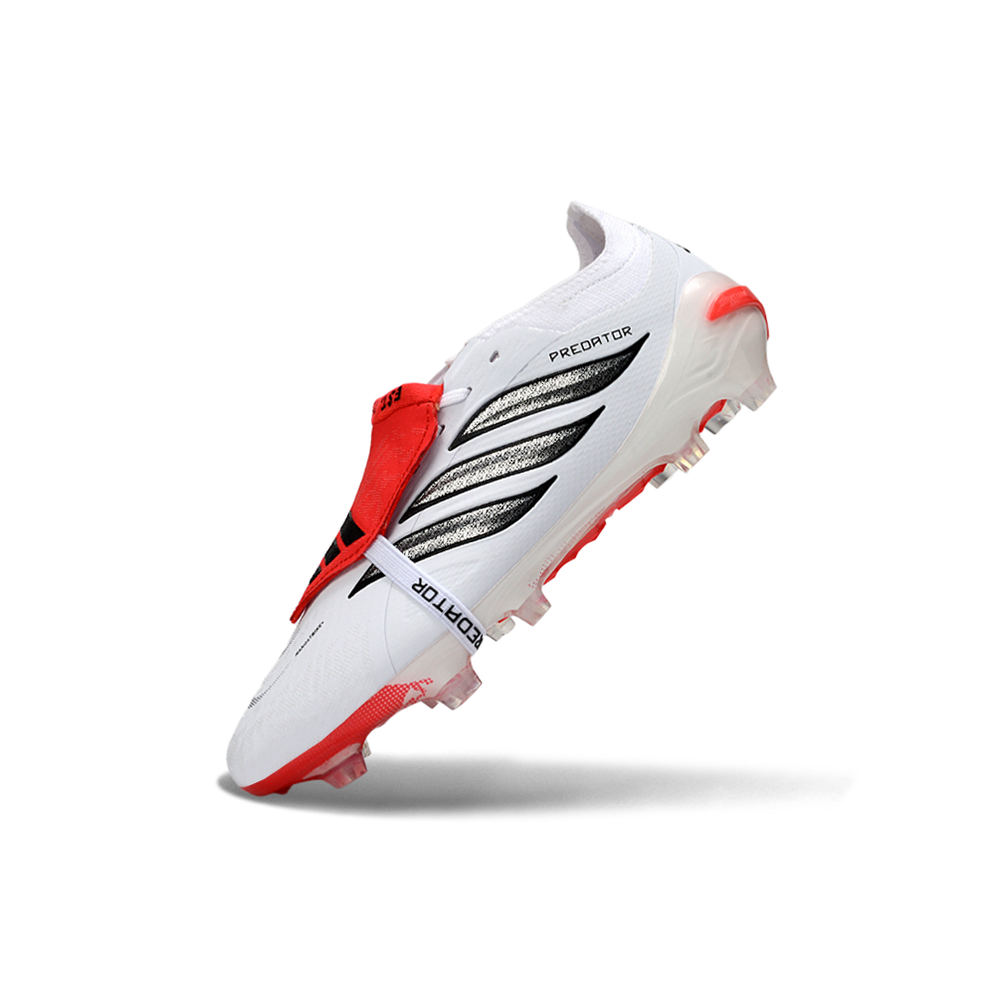 Chuteira Campo Adidas Predator Tongue 26 Elite FG Branco, Preto e Vermelho