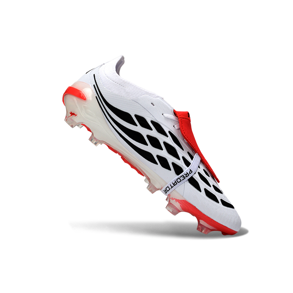 Chuteira Campo Adidas Predator Tongue 26 Elite FG Branco, Preto e Vermelho