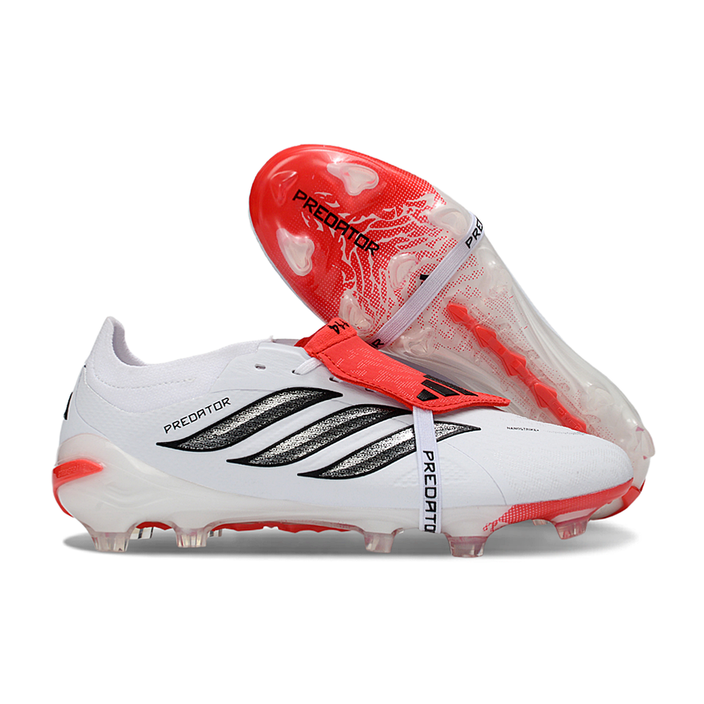 Chuteira Campo Adidas Predator Tongue 26 Elite FG Branco, Preto e Vermelho