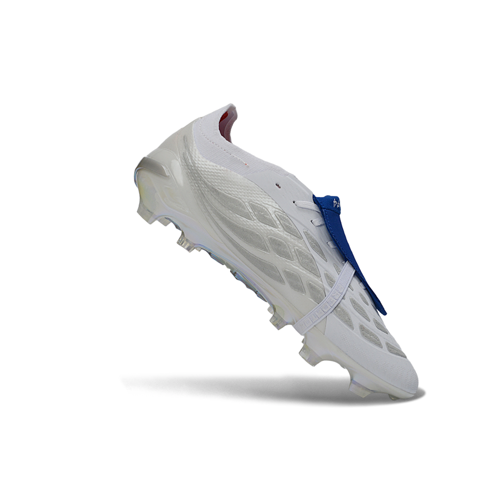 Chuteira Campo Adidas Predator Tongue 26 Elite FG Branco e Azul "Bellingham"