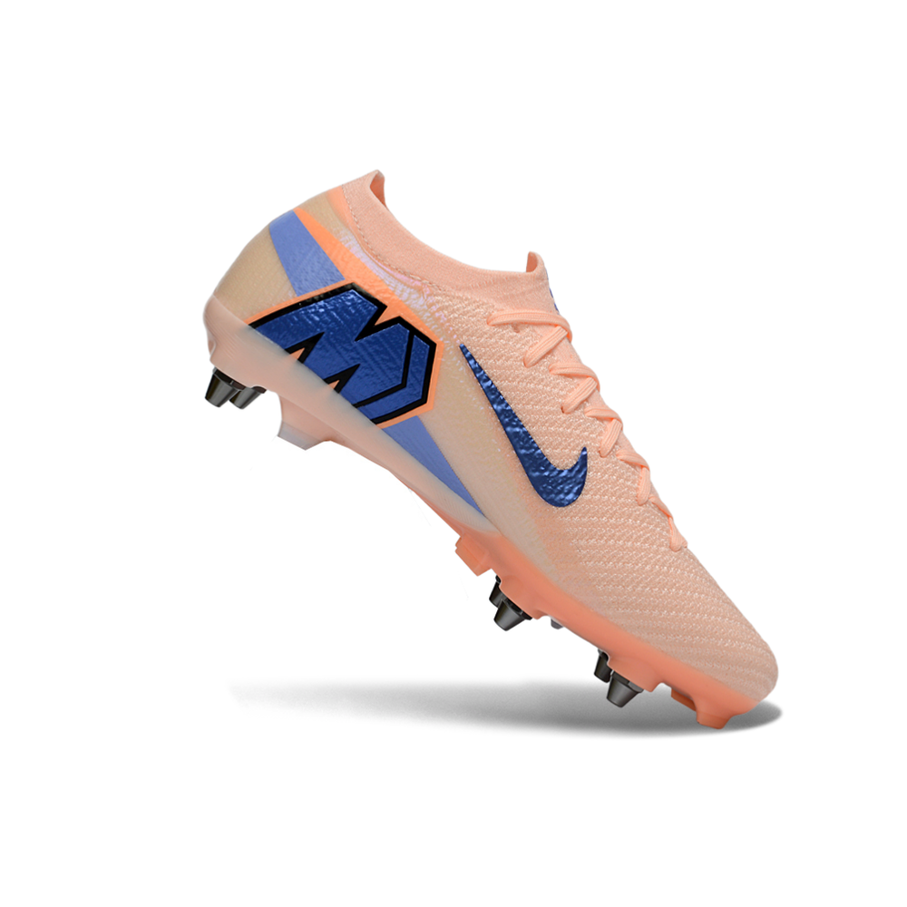 Chuteira Campo Nike Air Zoom Mercurial Vapor 16 Elite Trava Mista Salmão e Azul