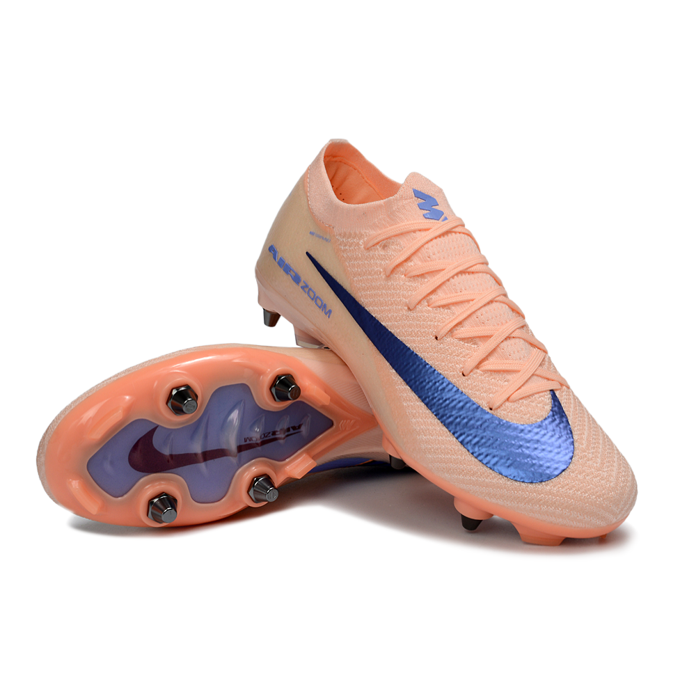 Chuteira Campo Nike Air Zoom Mercurial Vapor 16 Elite Trava Mista Salmão e Azul