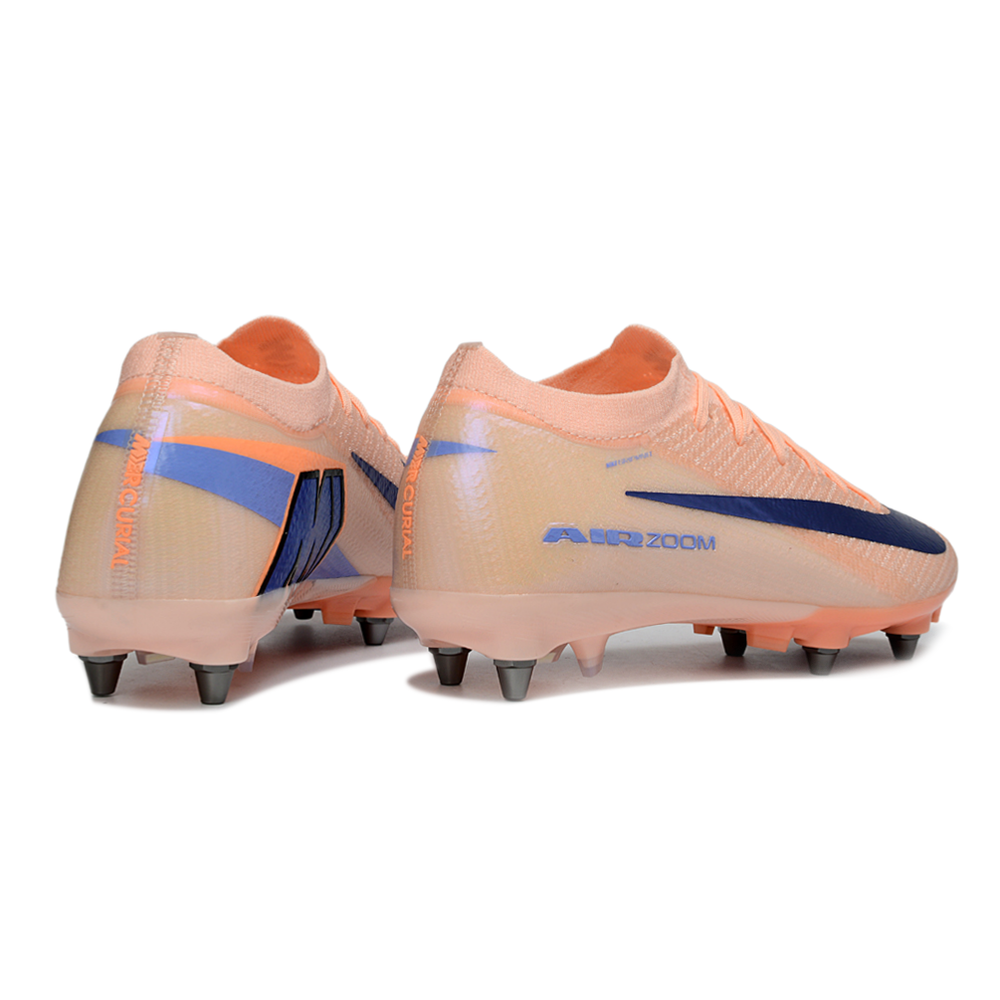 Chuteira Campo Nike Air Zoom Mercurial Vapor 16 Elite Trava Mista Salmão e Azul