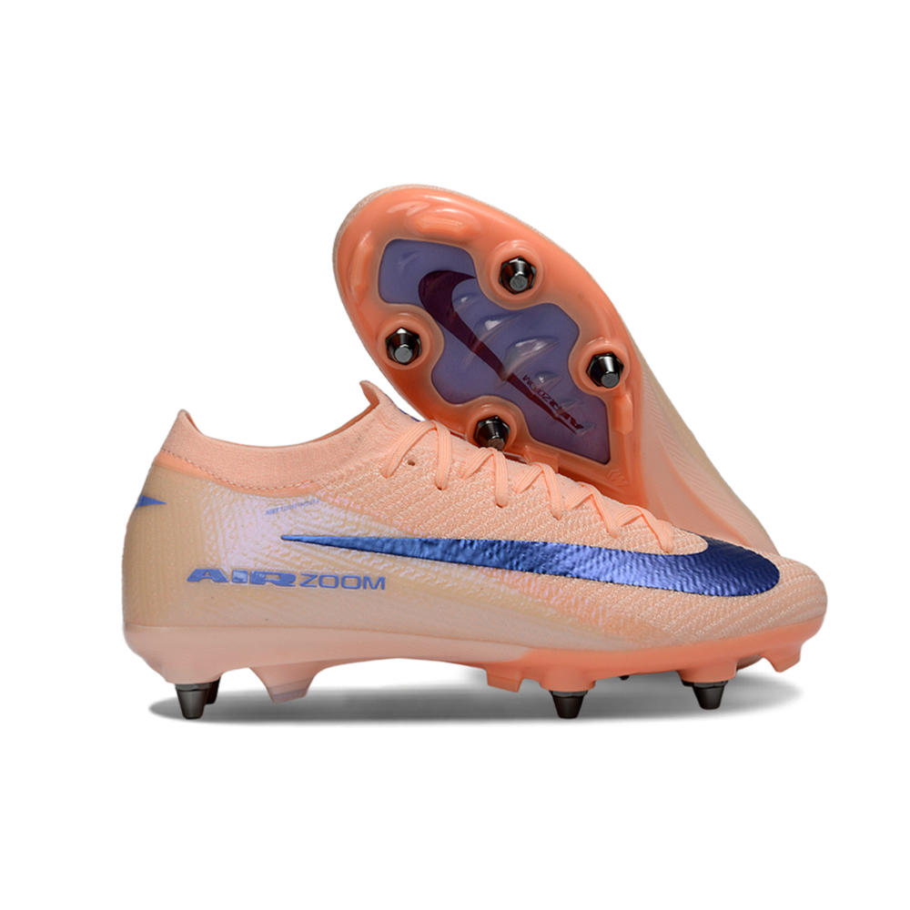 Chuteira Campo Nike Air Zoom Mercurial Vapor 16 Elite Trava Mista Salmão e Azul
