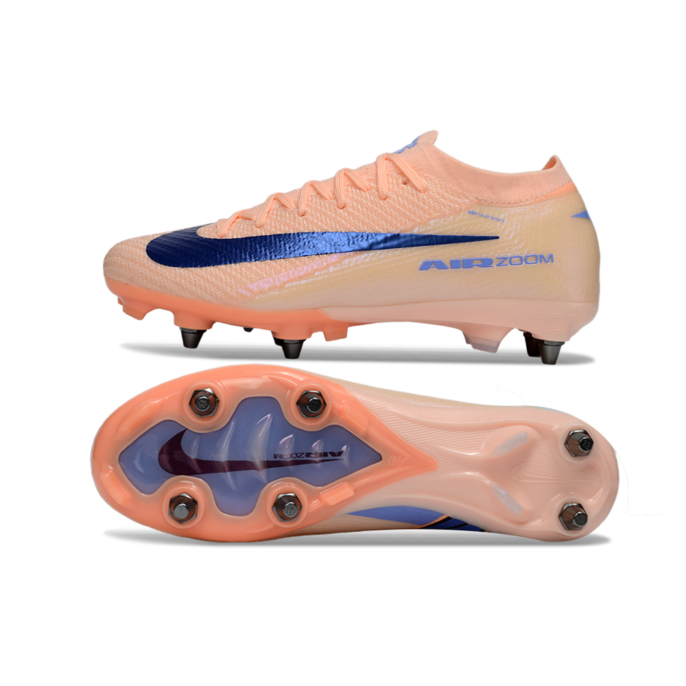 Chuteira Campo Nike Air Zoom Mercurial Vapor 16 Elite Trava Mista Salmão e Azul