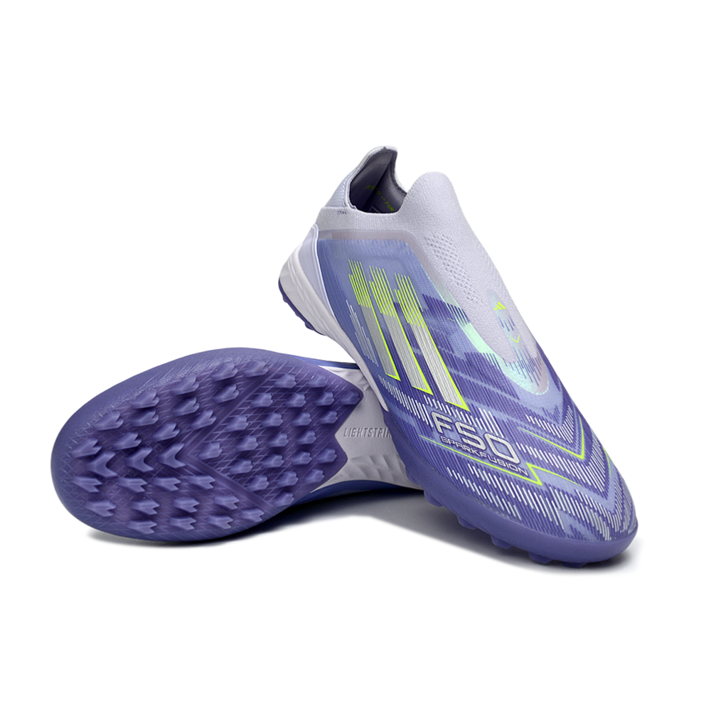 Chuteira Society Adidas F50+ TF Roxo e Verde 