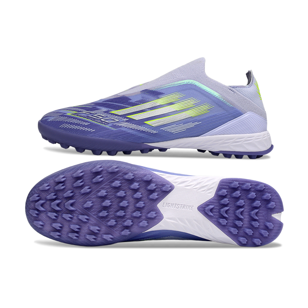 Chuteira Society Adidas F50+ TF Roxo e Verde 