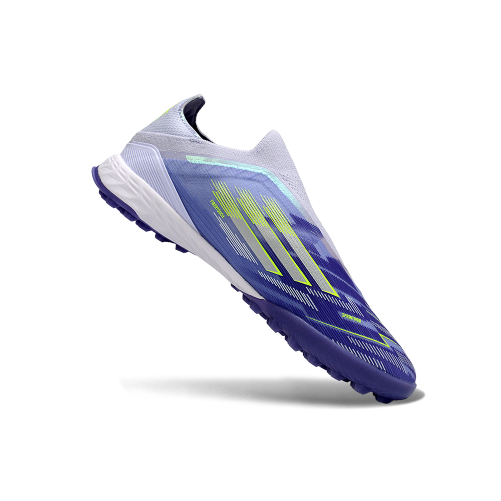 Chuteira Society Adidas F50+ TF Roxo e Verde 