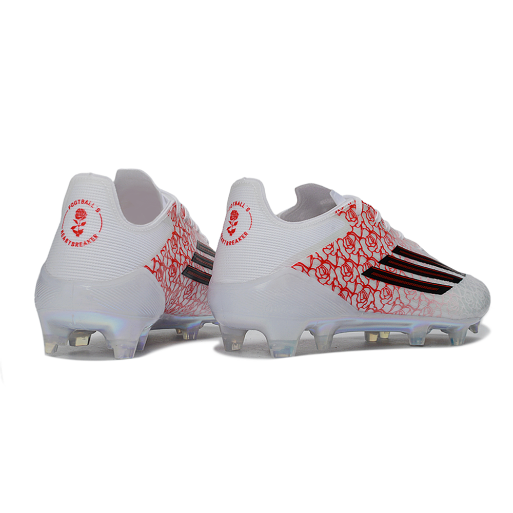 Chuteira Campo Adidas F50 FG Branco, Vermelho e Preto